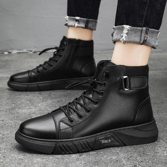 Valentino - Bottines noires Polyvalentes et Décontractées en cuir Véritable Pour Hommes