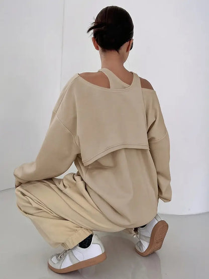 Agatha - Sweat-shirt asymétrique à épaules dénudées pour femme