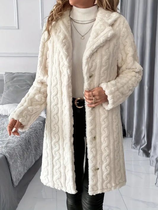 Eloise - Cardigan mi-long en peluche double face confortable