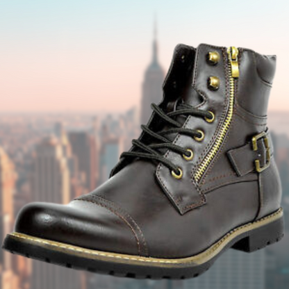 Chester - Bottes de moto en cuir pour hommes