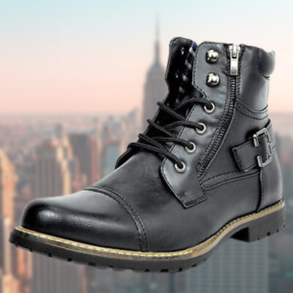 Chester - Bottes de moto en cuir pour hommes