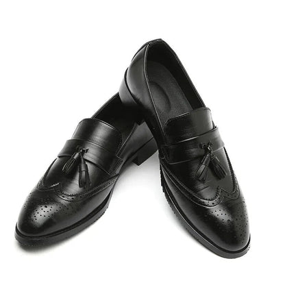 Brogues orthopédiques classiques pour hommes avec glands- Nero