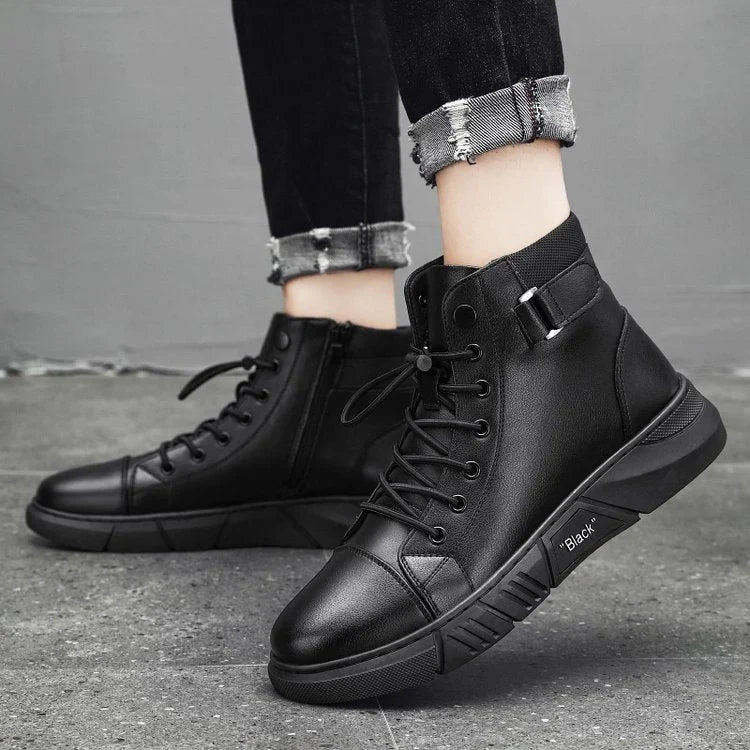 Valentino - Bottines noires Polyvalentes et Décontractées en cuir Véritable Pour Hommes