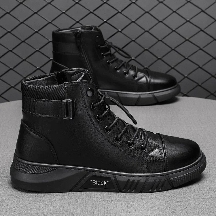 Valentino - Bottines noires Polyvalentes et Décontractées en cuir Véritable Pour Hommes