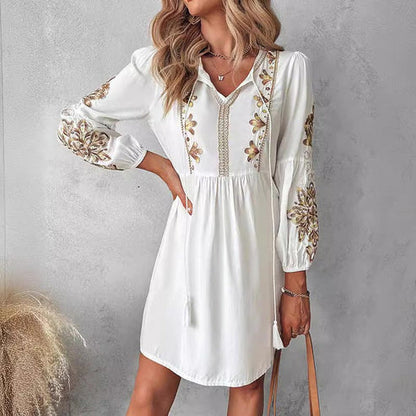 Viviana - Robe boho avec broderie florale pour femmes