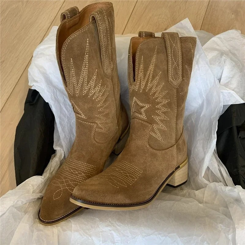 Margaret - Bottes western en cuir brodé