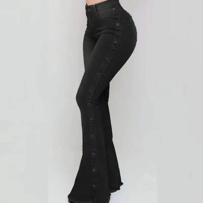 Agatha - Pantalon évasé à taille haute en denim stretch